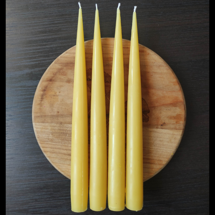 Bougies chandelles artisanales en cire d'abeille - lot de 4