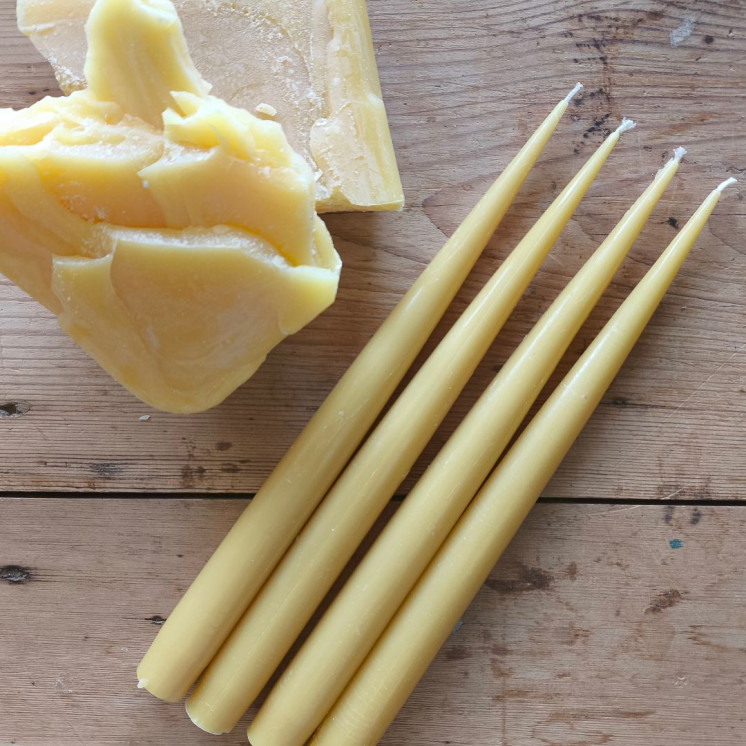Bougies chandelles artisanales en cire d'abeille par  4