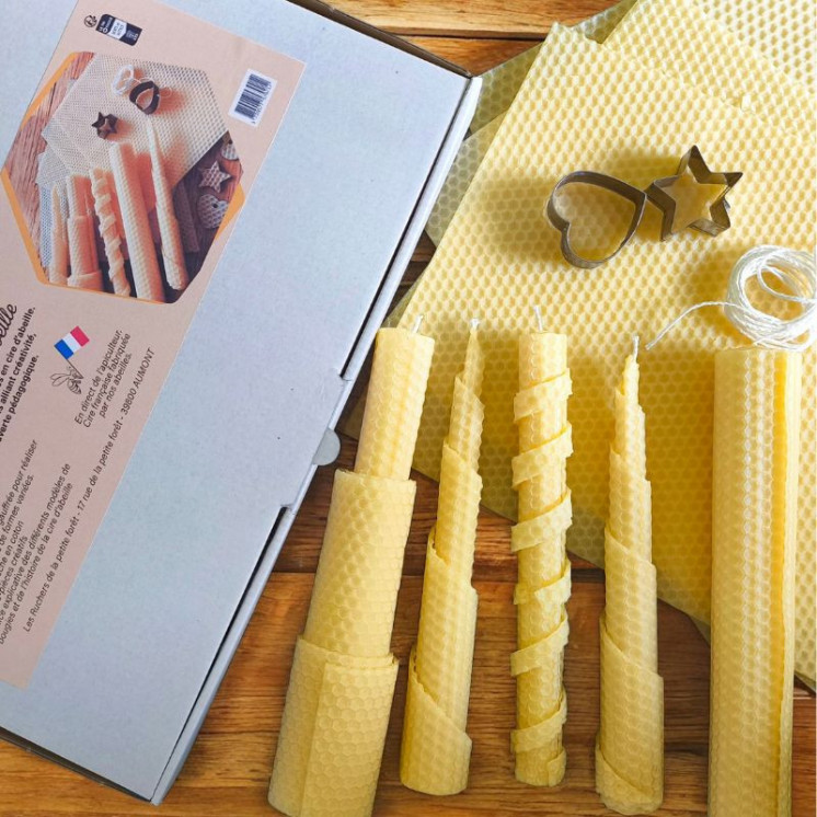 Kit pour bougies en cire d'abeille roulées